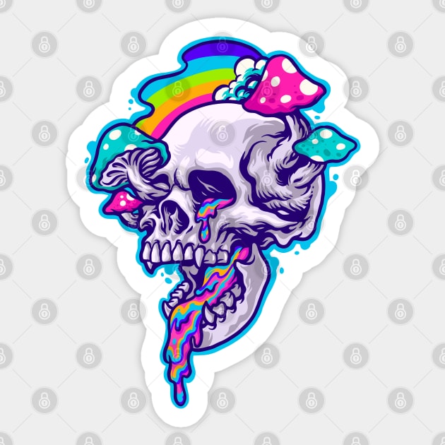 Drippy Shroom Skull Sticker by machmigo